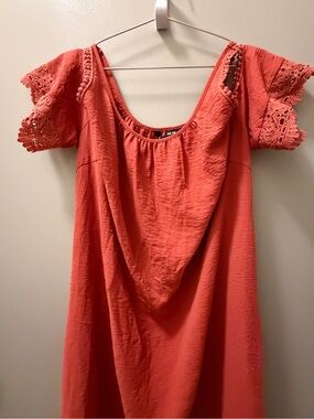 BloomChic Coral Cold Shoulder Dress